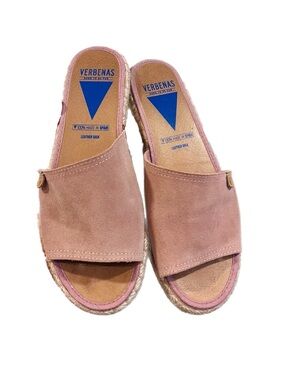 Verbenas Suede Espadrille Slide‎ Sandals Antique Blush Pink Women's 39/7